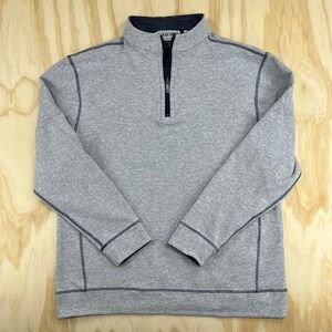 Black Clover Mens XXL Reversible Quarter Zip Pullover Heathered Grey Navy Blue